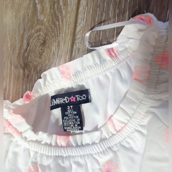 Limited Too girl's one piece white, pink, orange shorts and blouse set jumper - Picture 10 of 13